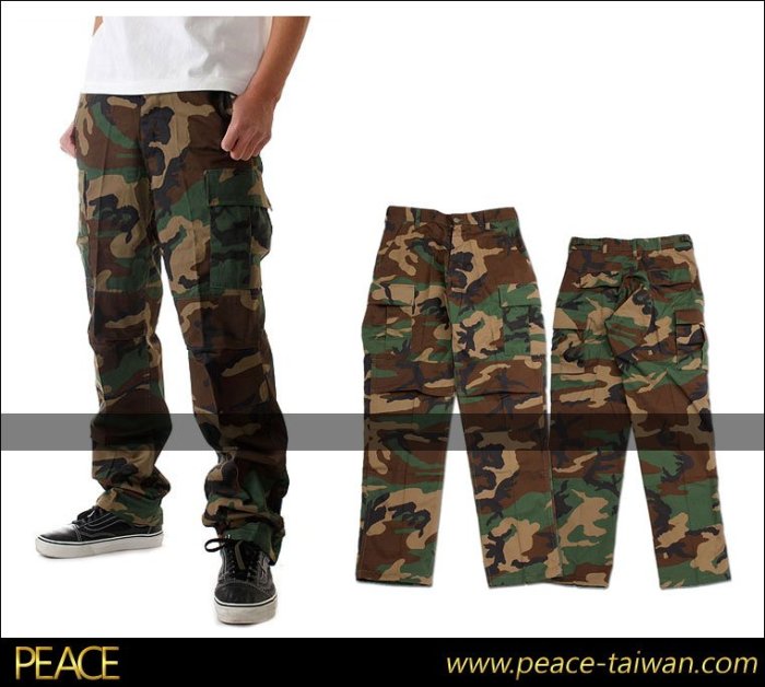【PEACE】Rothco BDU 沙漠 軍事 虎斑紋 迷彩 口袋 排扣 寬版 工作 可束口 長褲 軍裝 軍用