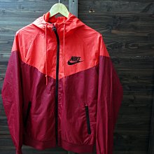 CA 美國運動品牌 NIKE 橘紅與深紅 防風 連帽外套 L號 一元起標無底價P525