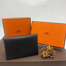 【哈極品】美品《HERMES 愛馬仕 黑色全皮 CALVI  卡包/卡片夾 》