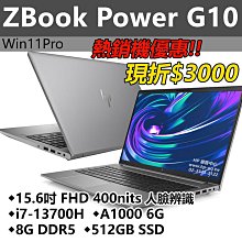 【HP展售中心】ZBookPowerG10【8G3F8PA】A1000 6G/i7-13700H/8G/512G【現貨】