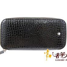 ＊奢華大道國際精品＊【O028】MONTBLANC萬寶龍黑色鱷魚壓紋錶袋