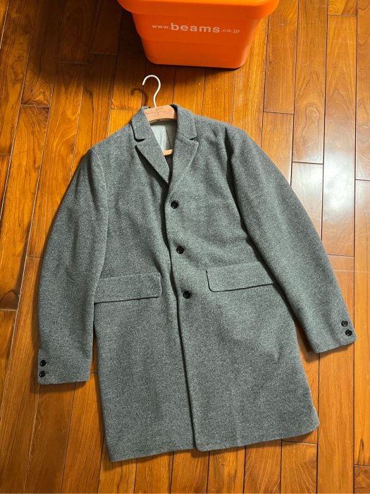 日本製 YAECA 喀什米爾灰色保暖大衣 經典品牌