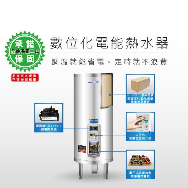 快樂洗澎澎 鴻茂 壁掛式電熱水器 15加侖《EH-1501T》數位化調溫型 TS系列 -【Idee 工坊】另售 30加侖