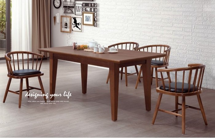 【設計私生活】雷克雅6尺胡桃色餐桌(免運費)A系列274A