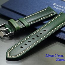 【時間探索】全新 頭層牛皮復古綠色高級錶帶 ( 22mm.21mm.20mm.18mm)