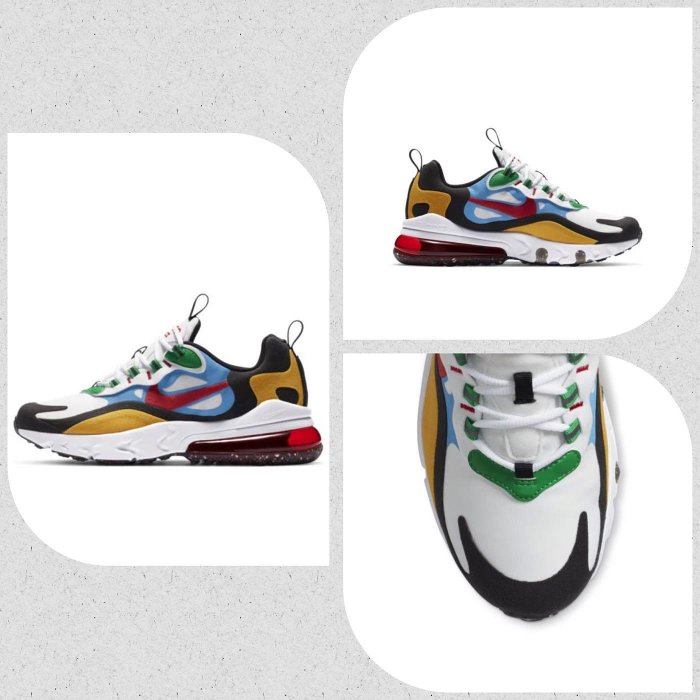 極新💥正品NIKE 耐吉AIR MAX 270 REACT BG 彩色 拼接 機能 大氣墊 舒適 運動鞋 休閒鞋 慢跑鞋 女 增高24.5cm/39