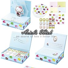 Ariel's Wish-日本Laduree-巴黎鐵塔馬卡龍Hello Kitty聯名款蝴蝶結信紙貼紙附立體收納盒-藍色
