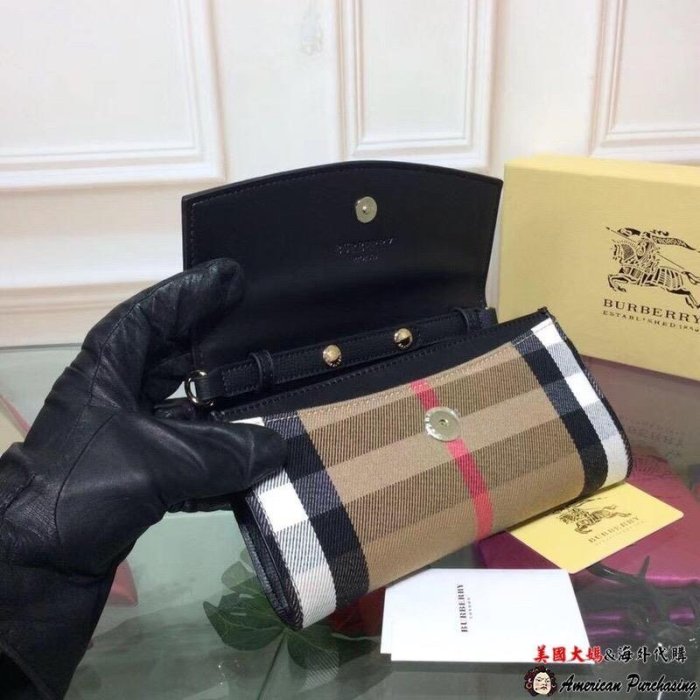 潮牌Burberry 巴寶莉 英倫經典 新款時尚格紋 翻蓋信封包 斜背包 海外代購-雙喜生活館