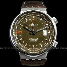金鐸精品~2312 MIDO 美度 All Dial GMT世界時區棕色面盤42mm自動上鍊男用腕錶