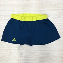 【愛莎＆嵐】adidas 女 藍黃撞色運動短褲 / L  11203 29