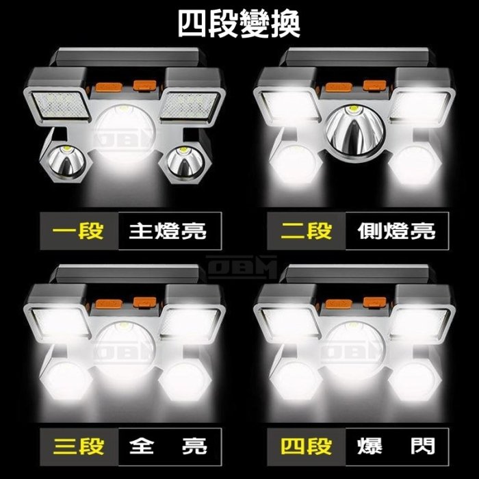 [台灣現貨] 5燈芯頭戴式頭燈 5LED 強光頭燈 usb充電式頭燈 led 防水頭燈 遠射超亮 工作頭燈 探照頭燈