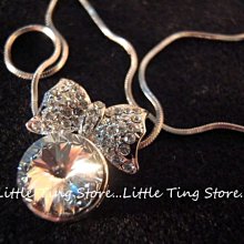 Little Ting Store:韓國單顆大水鑽白鑽水晶鑽蝴蝶結頸鍊鎖骨鏈 短項鍊 生日禮物
