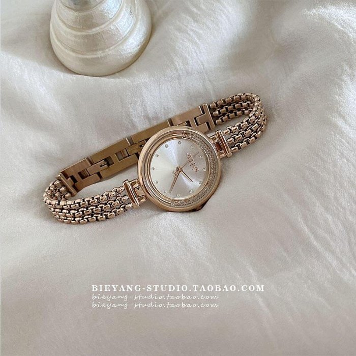 眾信優品  別樣A195韓國輕奢小眾高級感圓珠設計感玫瑰金石英錶時尚百搭手錶YS3330