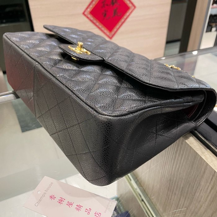 ⭐️ 香榭屋精品店 ⭐️ CHANEL JUMBO COCO 30 黑色荔枝牛皮金鍊雙蓋口蓋包 CF30 (Y1782)