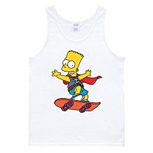 Bart Simpson Skate 背心白色歐美潮牌 滑板辛普森霸子