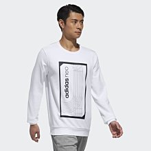 【Dr.Shoes 】Adidas Neo Sweater 男裝 白 黑Logo 運動休閒 大學T DT8299