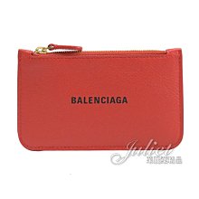 【茱麗葉精品】【全新精品】BALENCIAGA 巴黎世家 594214 燙印LOGO牛皮證件零錢包.紅 預購無現貨