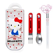 ♥小花花日本精品♥Hello Kitty 浮雕3合1餐具組~2