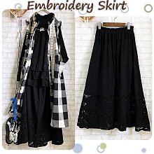 Embroidery Lace Skirt 優雅職人全棉粗針刺繡鏤空蕾絲長裙-黑 Size F (約M~L)