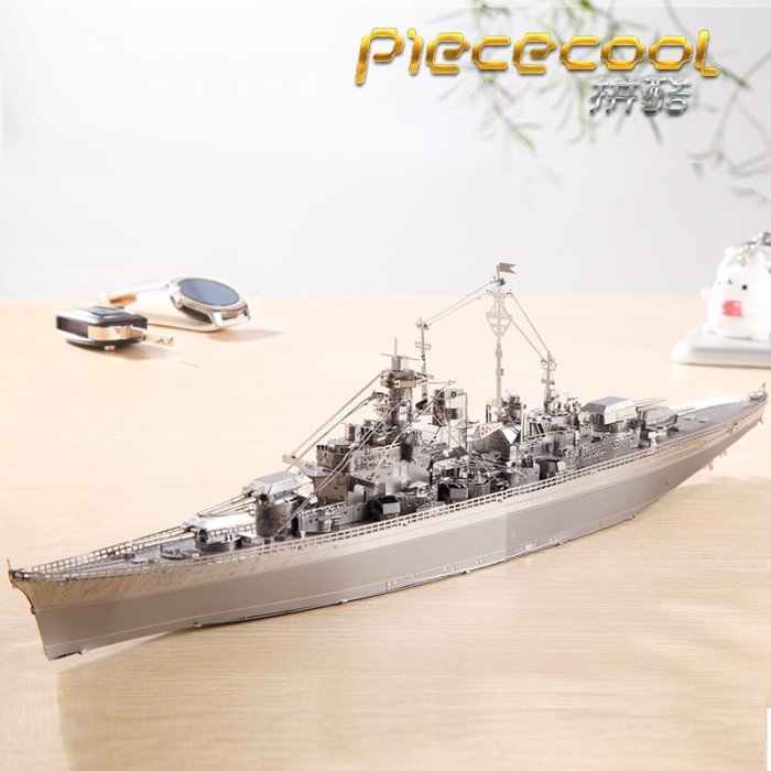 拼酷3D立體金屬拼圖德國俾斯麥號戰列艦 模型成人拼圖軍事模型