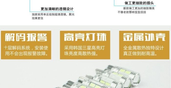 示寬燈超亮led透鏡汽車車外燈日行燈改裝t10大功率燈泡裝飾燈小燈-6燈