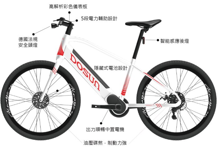 小哲居 最新款 DOSUN CT150 電動輔助自行車 3色 電動車 電單車 26吋輪 8段變速 有閃電標章