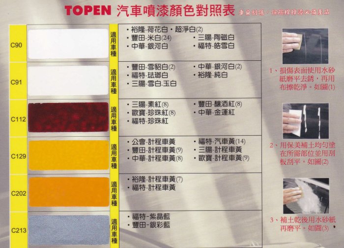 【晴天】TOPEN 托普汽車原廠噴漆 冷烤漆