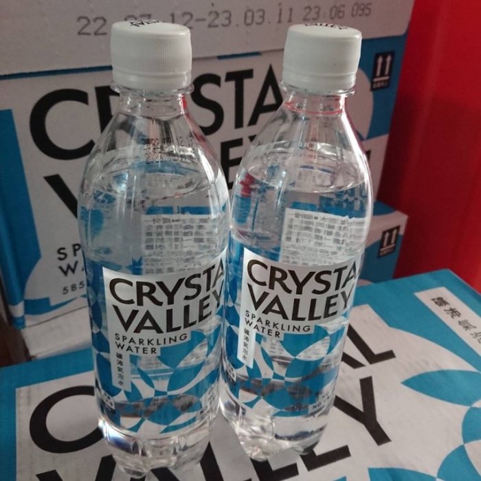 高雄現貨 自取 箱購24瓶 金車 Crystal Valley 礦沛氣泡水 585ml 無糖 無熱量 氣泡暢感