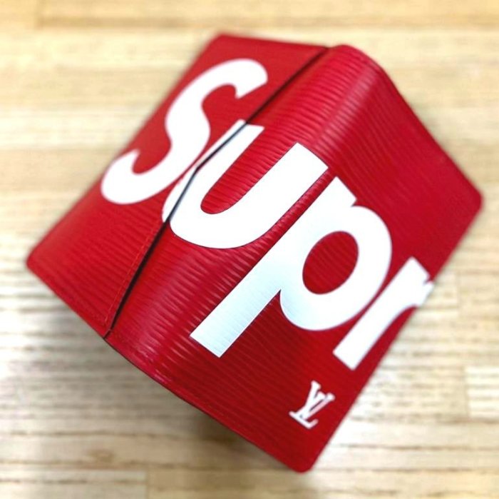 BLACK近全新LOUIS VUITTON x SUPREME夢幻聯名LV BOX LOGO連帽長T帽T (另有卡片夾)