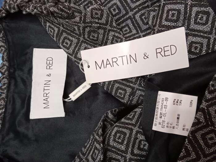 全新14800【唯美良品】MARTIN&RED灰色62%羊毛內里100%真絲雕毛釦高質感外套 C1203-7718 M.