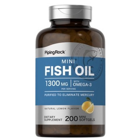【Piping Rock】Omega-3 魚油 檸檬風味 迷你軟膠囊 Fish Oil 1300mg 200顆