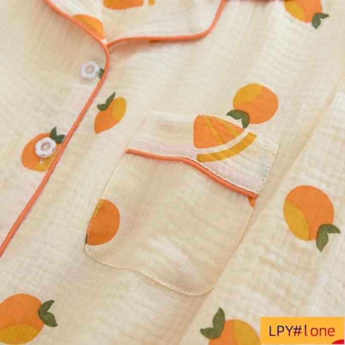 女士棉質家居服套裝女式縐布棉睡衣套裝女士大碼睡衣棉寬鬆【LPY#lone】