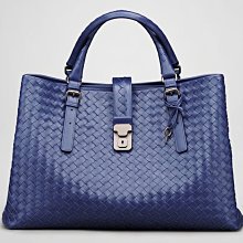 J&S 精品小舖 Bottega Veneta 171265 Roma woven large lock tote大型編織 王菲包 indigo blue 湛藍 現貨