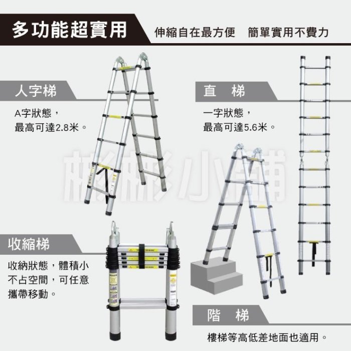 【彬彬小舖】現貨供應《全網最便宜》5.6米(2.8米+2.8米)安全關節梯 樓梯/工作梯/A字梯/一字梯/人字梯/摺疊