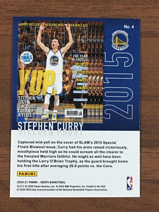 【畢拉卡鋪】Stephen Curry 2020-21 Hoops Slam Holo 熱門系列反光平行畫刊封面特卡