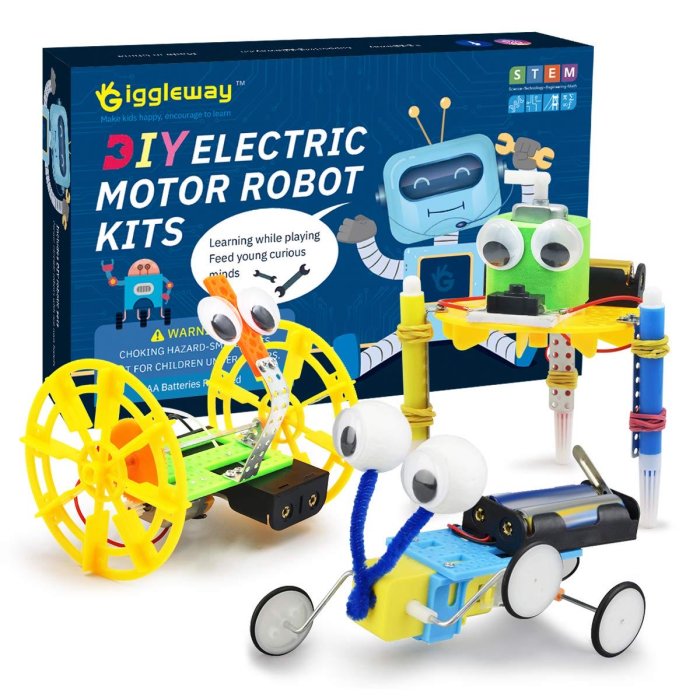 🇺🇸 Giggleway 電動馬達機器人科學套組/建築科學實驗套組～塗鴉、平衡車、爬蟲類機器人 (3 組) 兒童用DIY益智玩具
