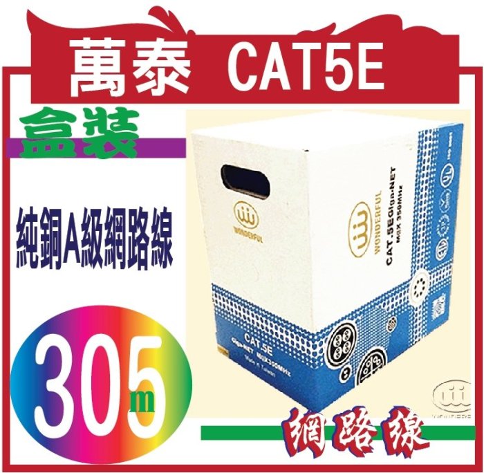 WONDERFUL萬泰 CAT5E【305米 / 箱】純銅A級網路線