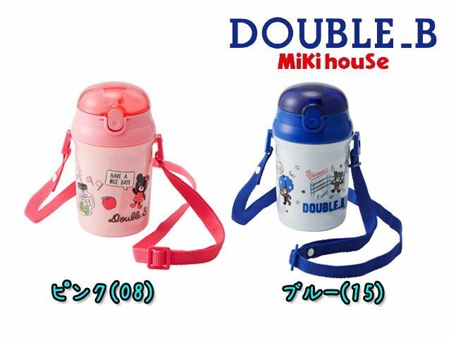 ＊kind親子雜貨＊日本製 Mikihouse Double B 藍色 黑熊 吸管 水壺  新款【現貨】