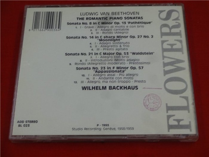 BEETHOVEN THE ROMANTIC PIANO SONATAS  Backhaus 歐* 也3684