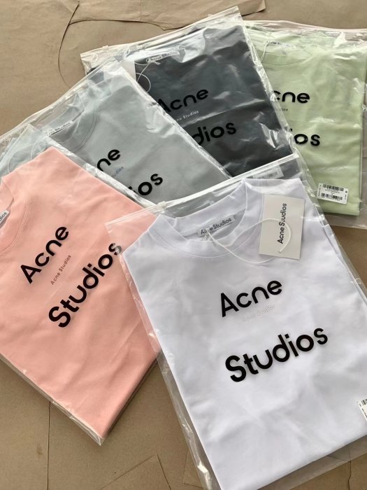 ╭☆包媽子店☆ACNE STUDIOS 2022新款印花LOGO中性男女純色寬鬆圓領短袖T恤