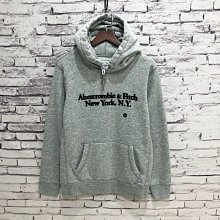 Maple麋鹿小舖 Abercrombie&Fitch ＊ AF 麻灰色電繡字母長袖帽T ＊ ( 現貨XS號 )