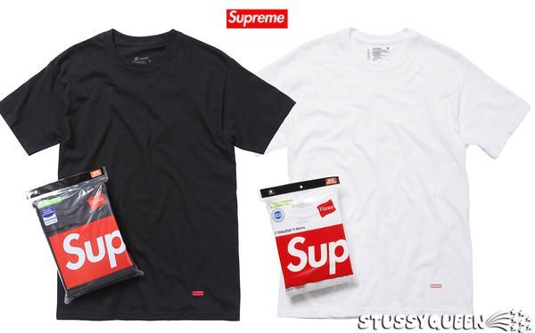 【超搶手】全新正品2015 熱賣款 Supreme x Hanes Tagless Tee  S M L XL 一包三件