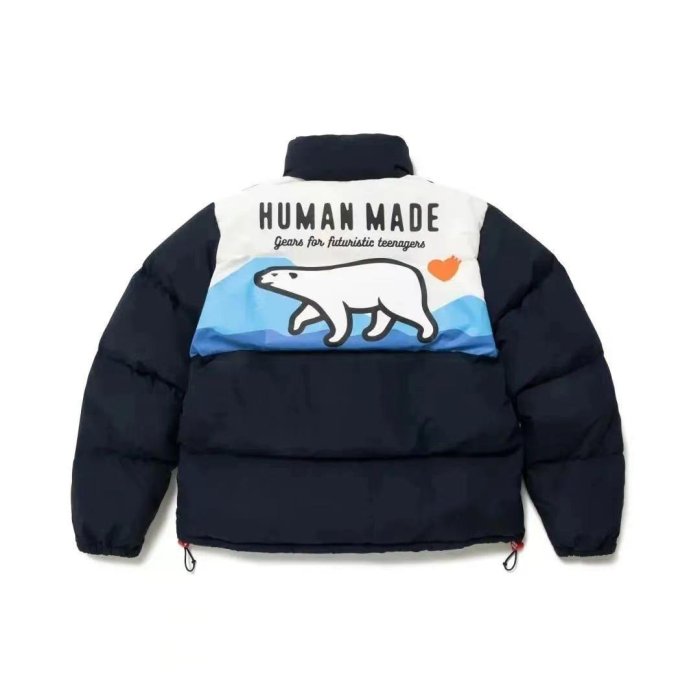 KK精選 HUMAN MADE DOWN JACKET冬季行走北極熊印花面包羽絨棉服外套男女