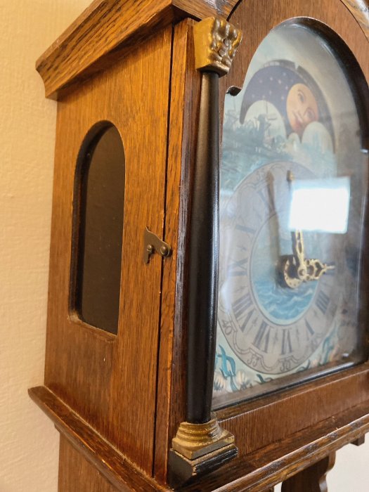 荷蘭古董1930年菲士蘭風車日月象機械鐘 擺鐘敲鐘 掛鐘 時鐘【更美歐洲傢飾古董老件Amazing House】台南