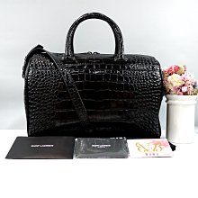 ☆優買二手精品名牌店☆ YSL 533480 黑色牛皮鱷魚皮紋 波士頓包手提包斜背包保齡球包肩背包 新品同樣