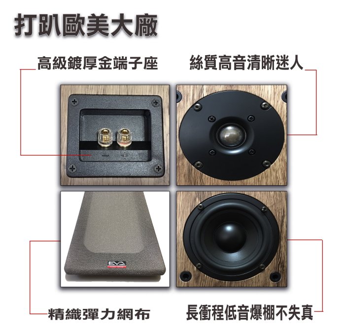 【EVA影音】EVA經典HiFi系列4吋書架型喇叭 適合各式擴大機  HIFI-2.4