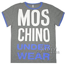 【茱麗葉精品】【全新精品 優惠中】MOSCHINO UNDERWEAR寬版棉質短T恤.灰/藍邊(多尺寸) 現貨