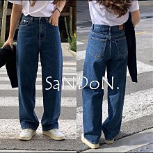 【2024山東三月號】韓國製復古高腰設計深丹寧顯瘦直筒牛仔褲 240403