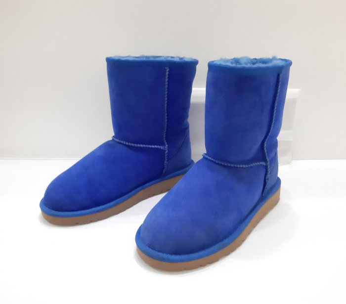 UGG 澳洲專櫃正品 S/N 5251藍色 經典 毛絨羊皮麂皮 短中筒雪靴 US3/UK2/EU33/JPN22