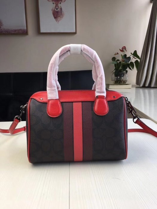 全新COACH 56650 美國正品女士櫻桃圖案印花枕頭包 手提斜挎包 超低直購